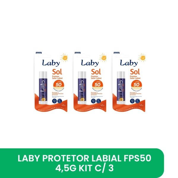 LABY Prot Solar Labial  FPS 50 Stick 4,5g KIT c/ 3