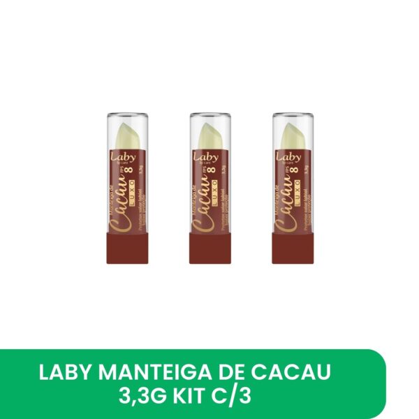 LABY Mant Cacau Hidrat FPS8  LUXO 3,3g KIT c/ 3