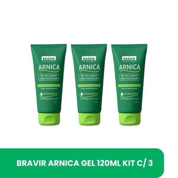 BRAVIR Arnica Gel 120ml  KIT c/ 3