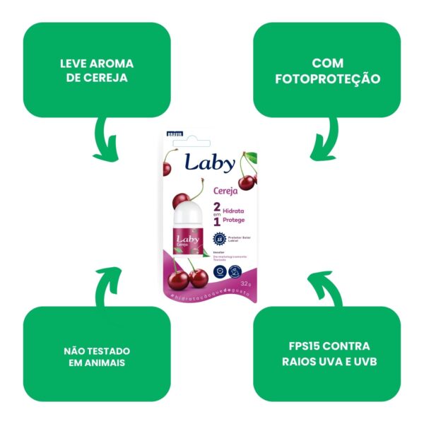 LABY Prot Sol  Labial Cereja FPS15 Push Pull 3,2G KIT c/ 6 - Imagem 3