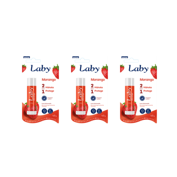 LABY Prot. Hidratante Labial MORANGO FPS15 KIT C/ 3